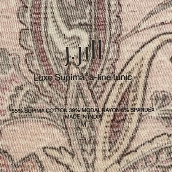J. Jill Luxe Supima A-Line Tunic Womens Medium Pink Paisley Preppy Softgirl Top - Picture 5 of 8